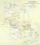 Mapa Spišskej župy s vyznačením vzdialenosti medzi mestami a dedinami pred rokom 1900, Budapešť, J.Heiszler, 1:225 000 (417kB)